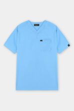 Classic Sky Blue V-Neck Scrub Set for Men - Image 4