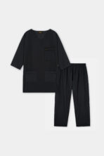 Classic Black V-Neck Scrub Set for Women