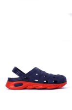 Navy Blue & Red Cushioned Clog Sandals with Heel Strap - Image 4