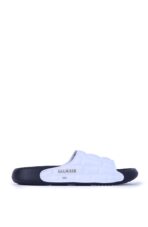 White Quilted Leather Slide Sandals - Image 3
