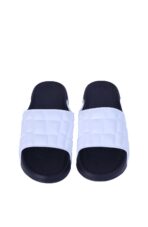 White Quilted Leather Slide Sandals - Image 2