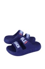 Navy Blue Dual-Strap Cushioned Slide Sandals