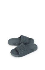 Charcoal Gray Quilted Slide Sandals with Cushioned Footbed