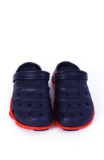 Navy Blue & Red Cushioned Clog Sandals with Heel Strap - Image 2