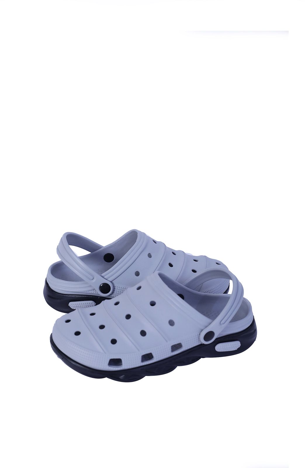 IMG-20251029-WA0018 Light Gray & Black Cushioned Clog Sandals with Heel Strap - Image 1