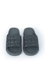 Charcoal Gray Quilted Slide Sandals with Cushioned Footbed - Image 3